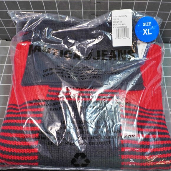 Nautica Women's Buffalo Check Warm Cowl Neck Pullover, Black + Haute Red - Picture 1 of 7